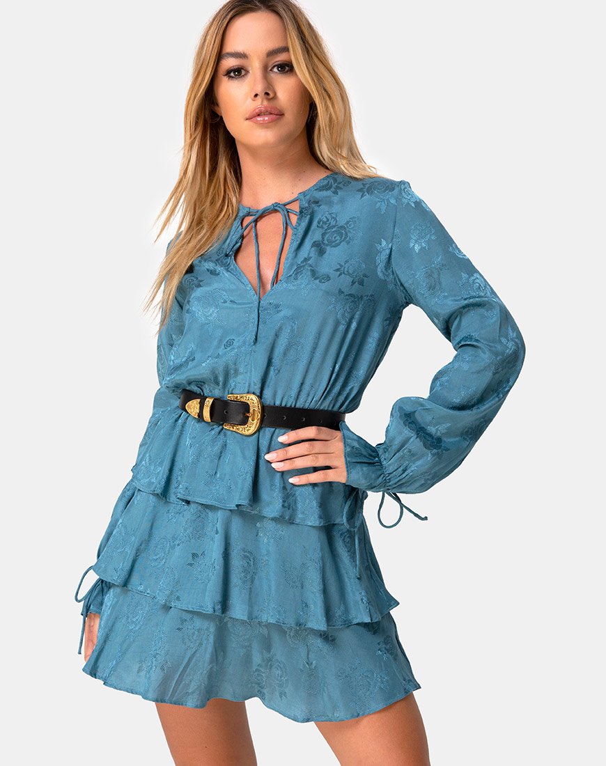 Robe Kepsibelle en satin rose bleu poussière