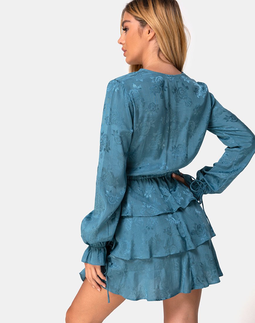 Robe Kepsibelle en satin rose bleu poussière