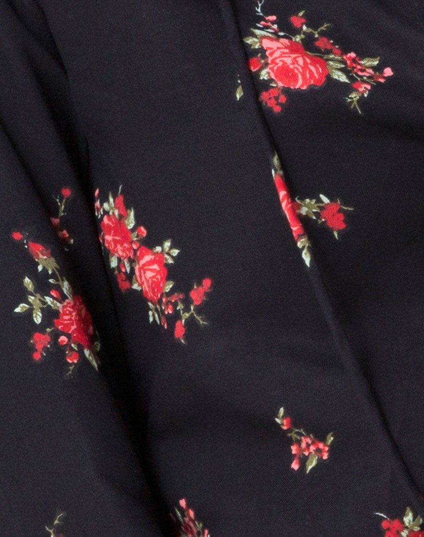 Image de Kepsibelle Robe en Soi Rose Noir et Rouge