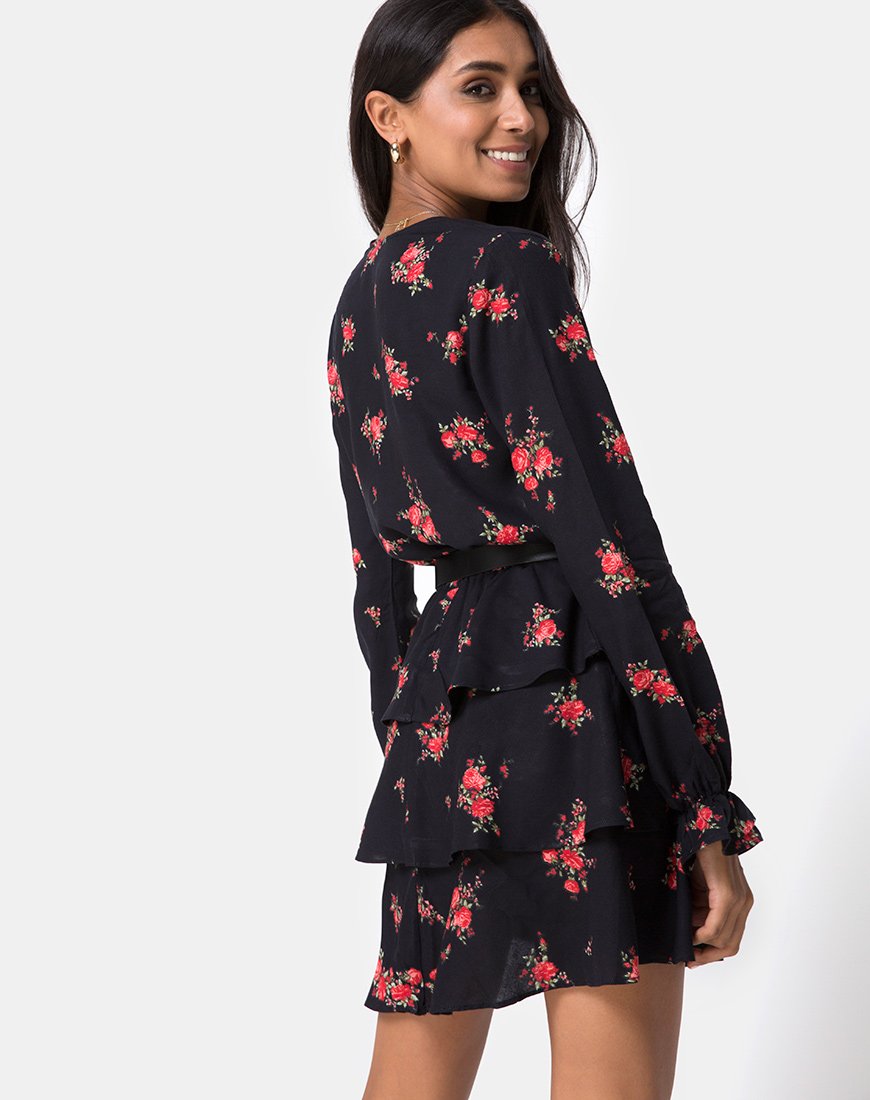 Robe Kepsibelle en Soi Rose noir et rouge