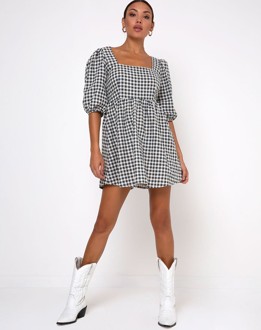 Image of Kezie Skater Dress in Gingham Cream