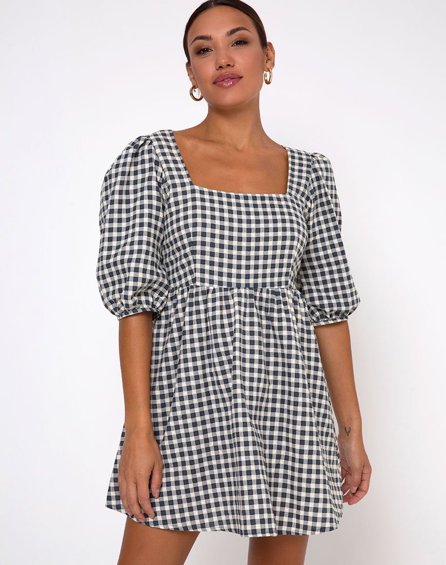 Image of Kezie Skater Dress in Gingham Cream