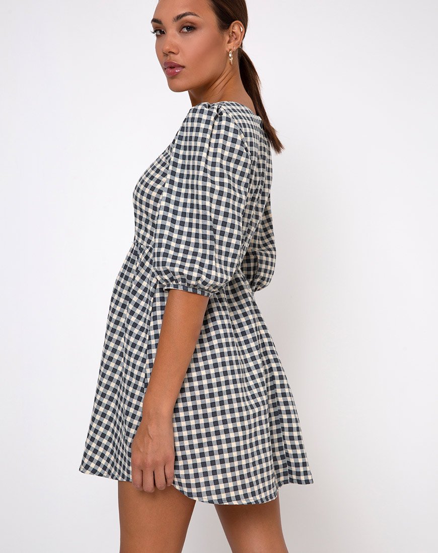 Image of Kezie Skater Dress in Gingham Cream