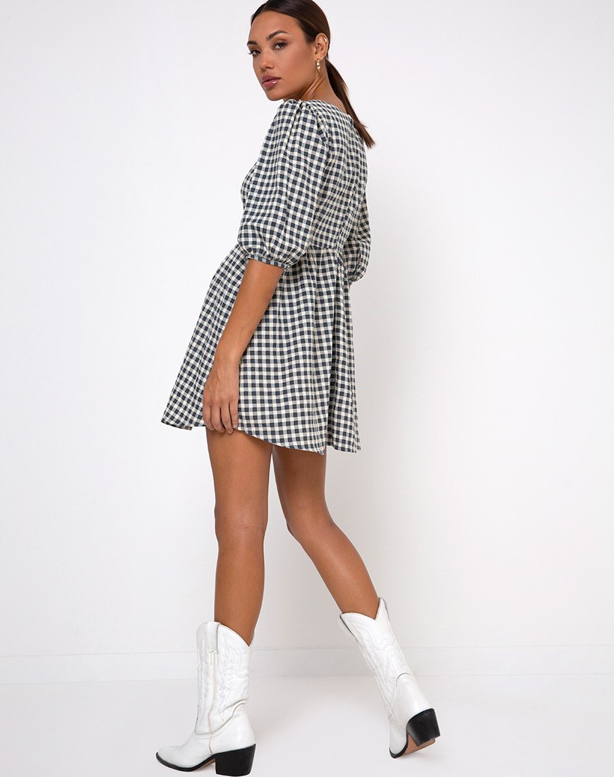 Image of Kezie Skater Dress in Gingham Cream