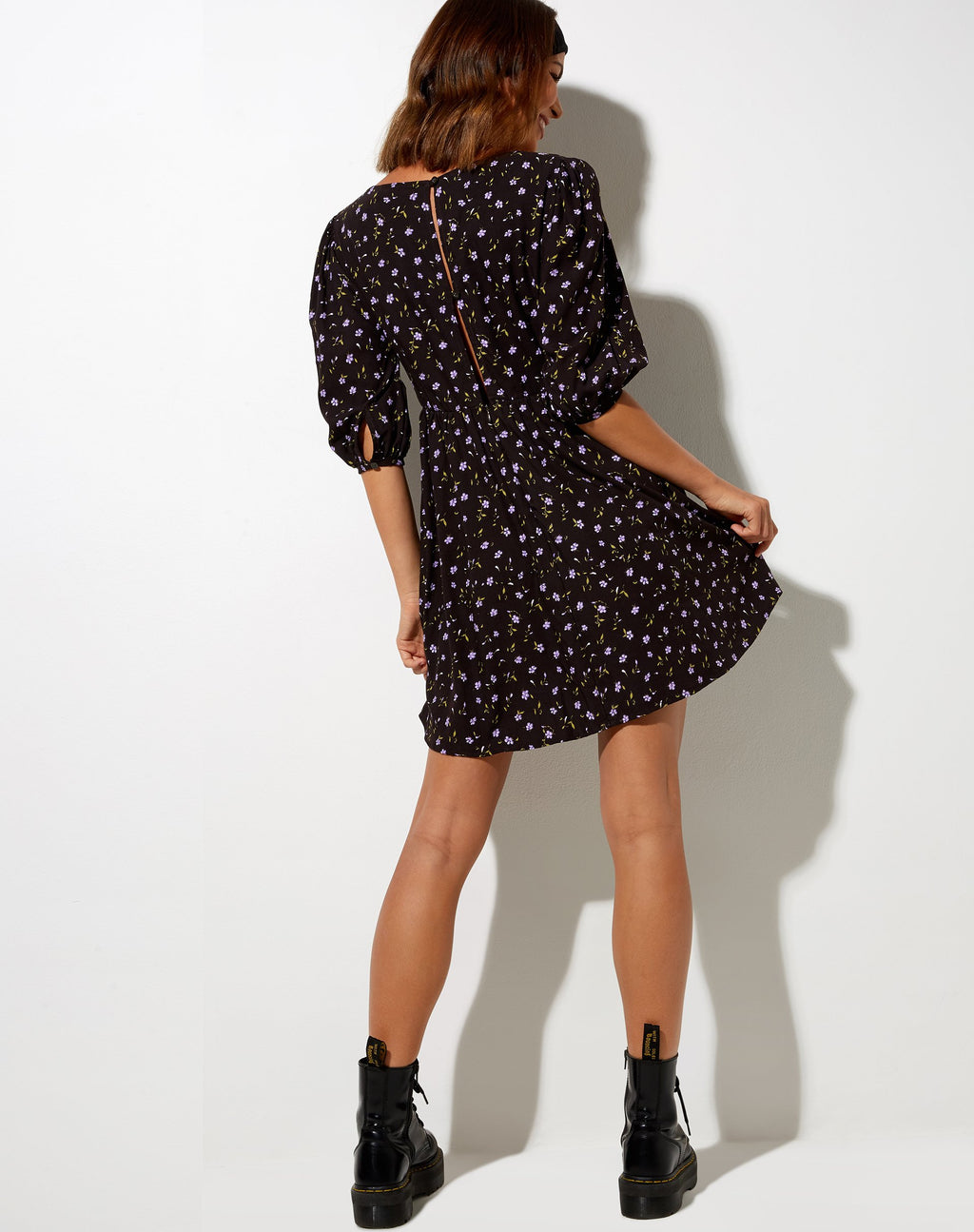 Robe patineuse Kezie en café Pretty Petal et violet