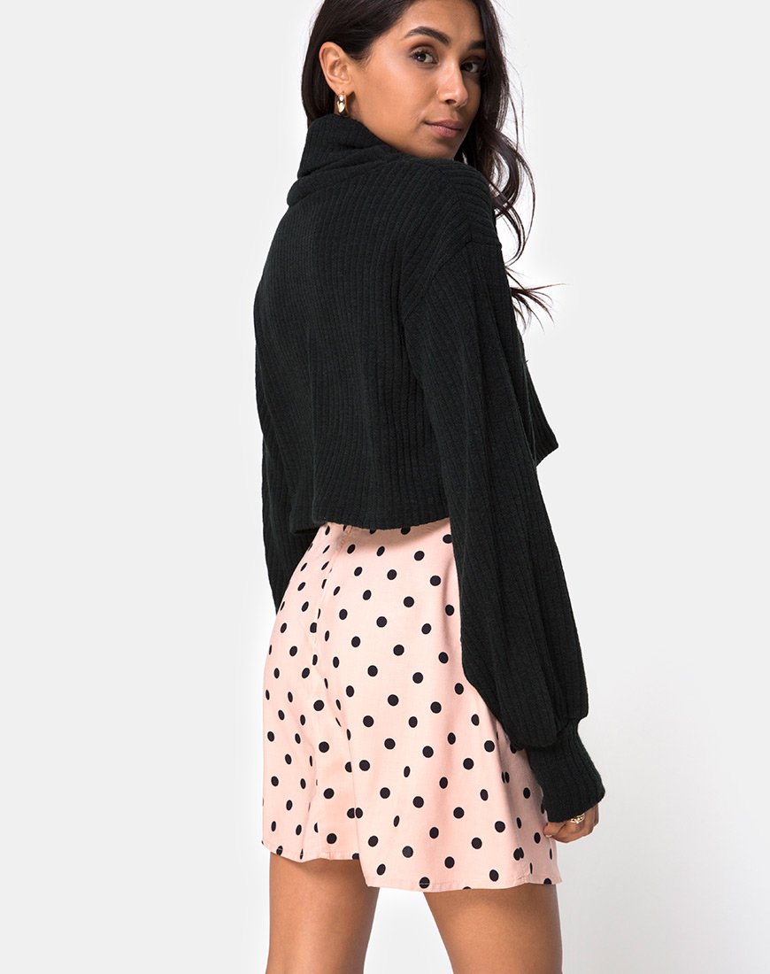 Image of Khabel A-Line Skirt in New Polka Nude Black