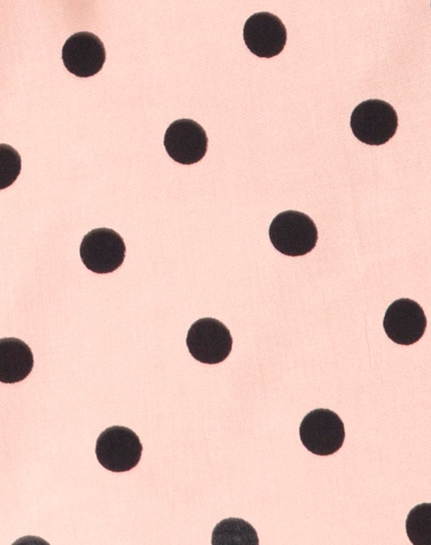 Image of Khabel A-Line Skirt in New Polka Nude Black