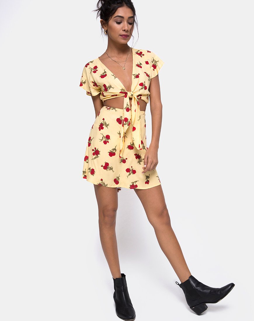 Image de Shae Crop Top in Falling Rose Yellow