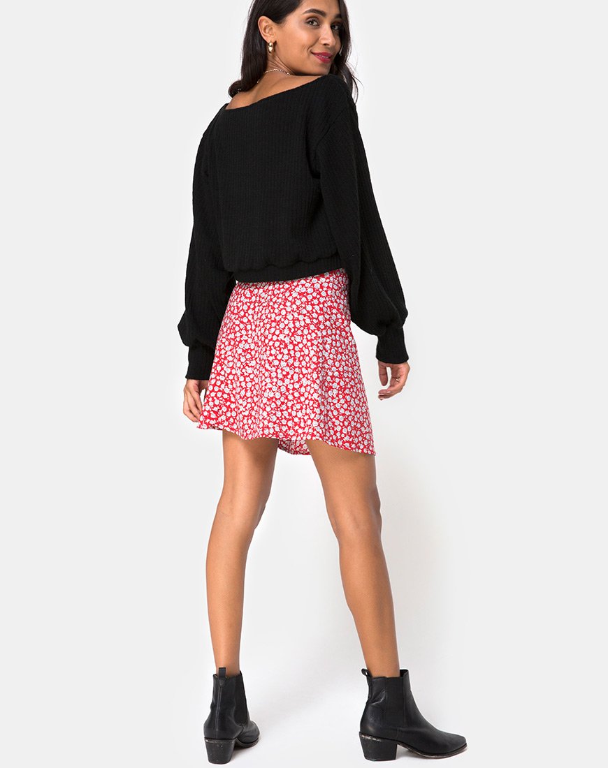 Image of Kheb A-line Skirt in Ditsy Rose Red and Silver