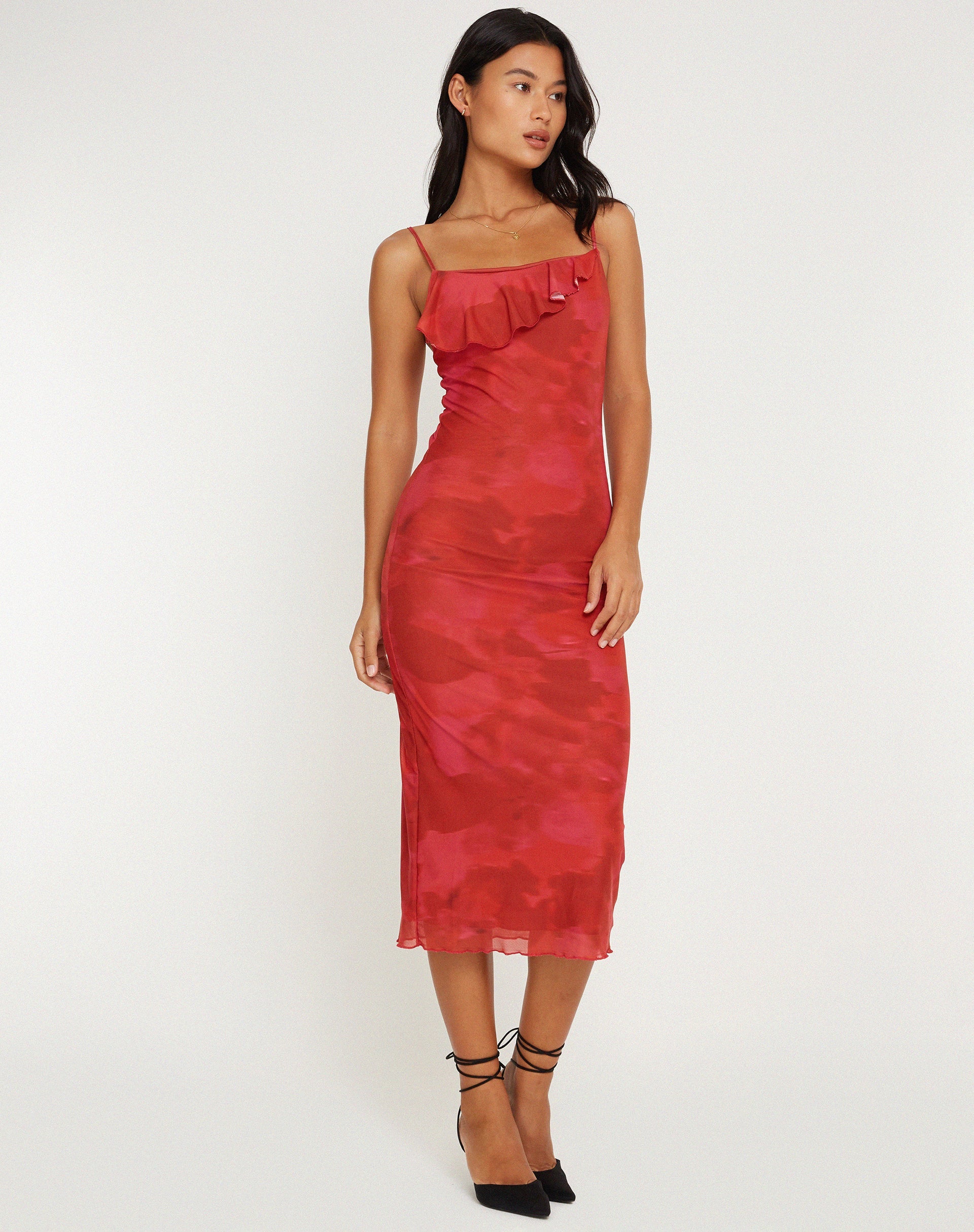 Image de Kilia Midi Dress in Watercolour Floral Red
