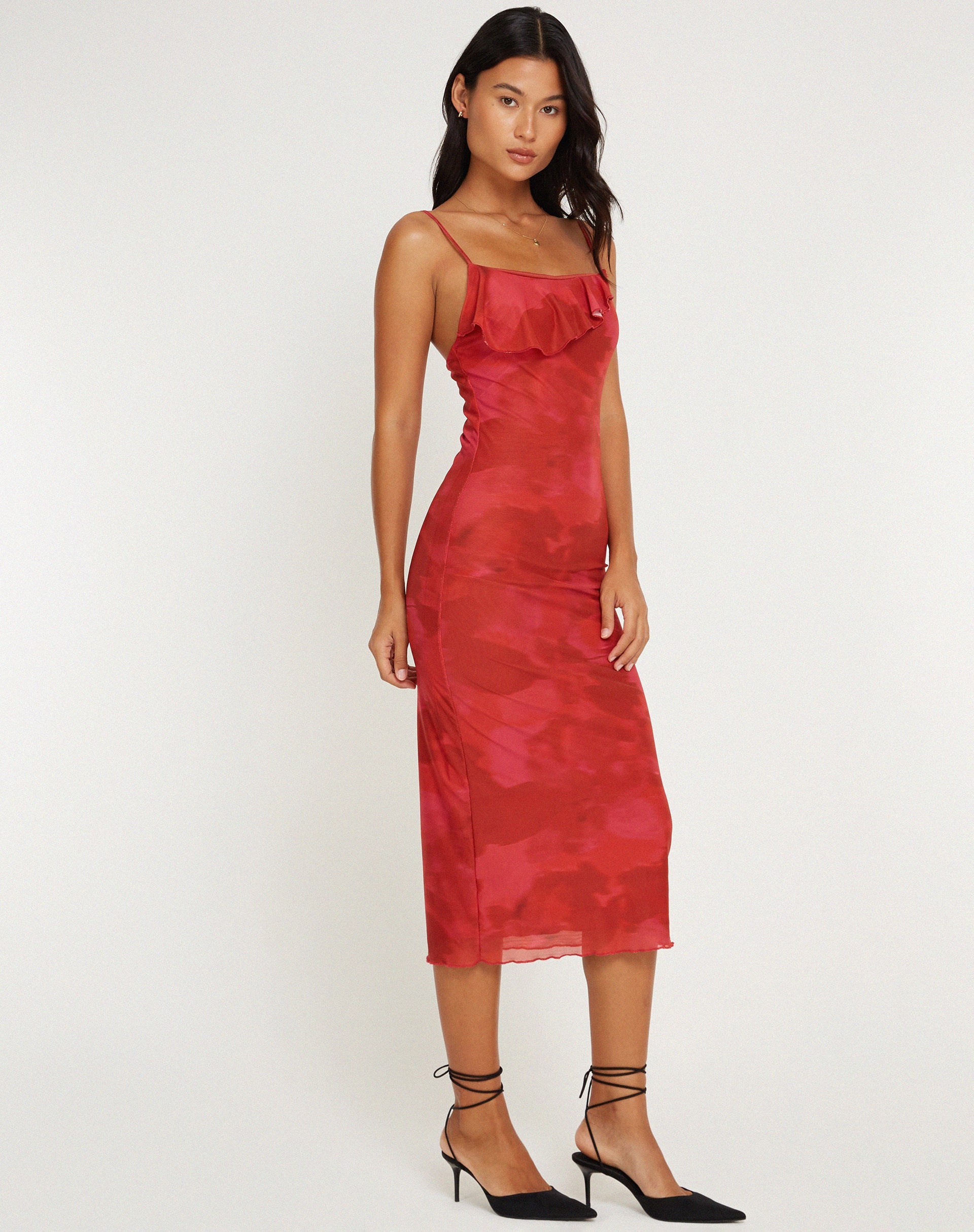 Image de Kilia Midi Dress in Watercolour Floral Red