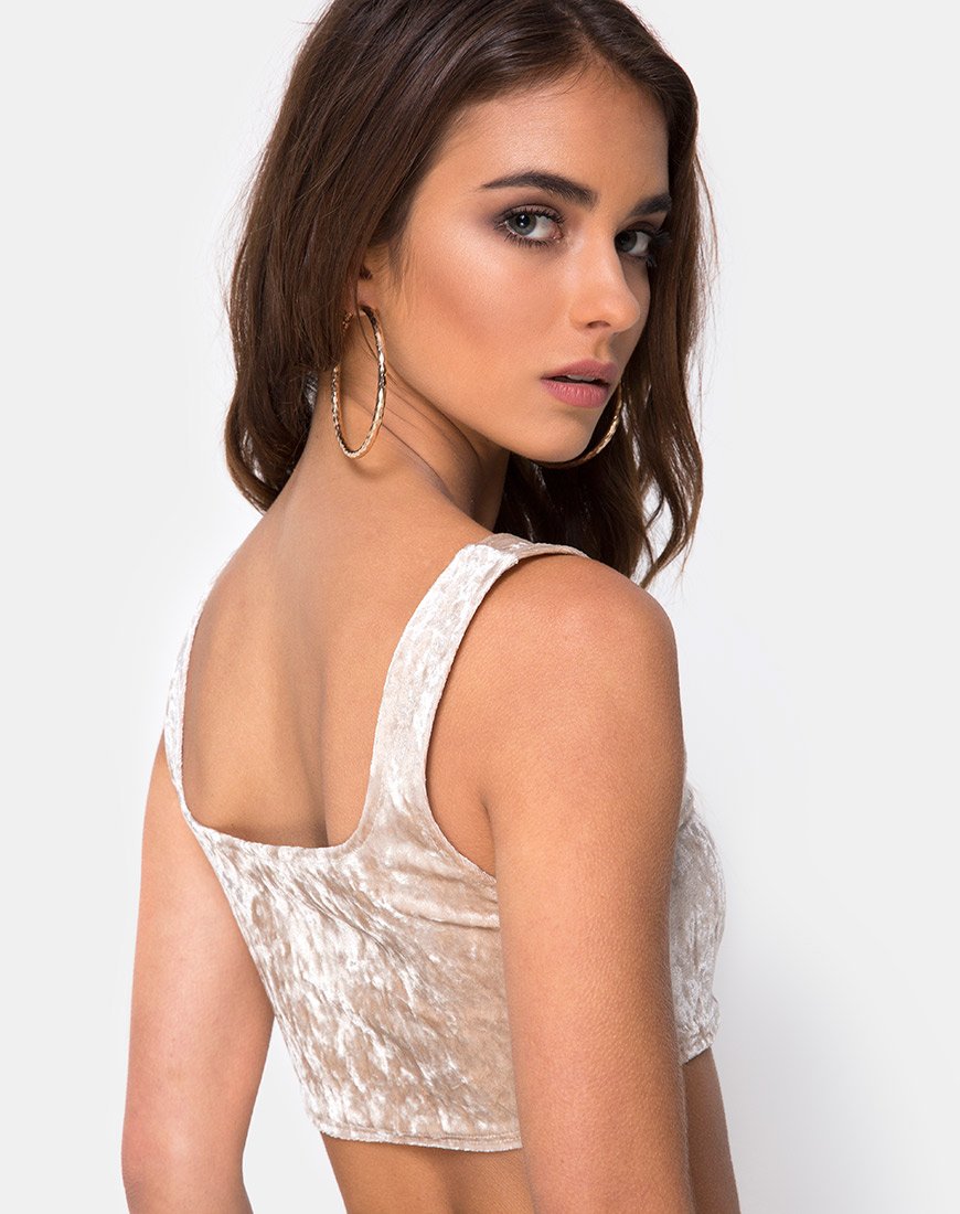 Image de Kim Top en Crushed Velvet Cream