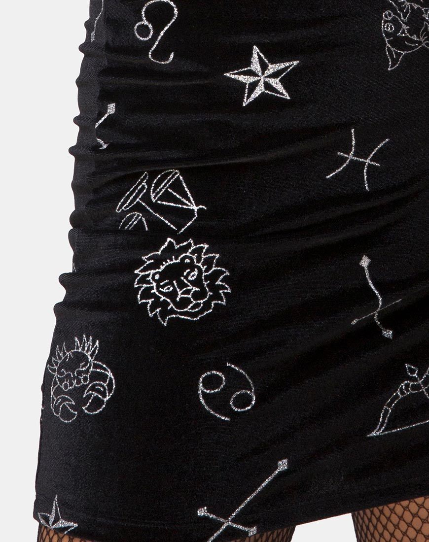 Image de la mini-jupe Kimmy en noir moyen Astro Glitter