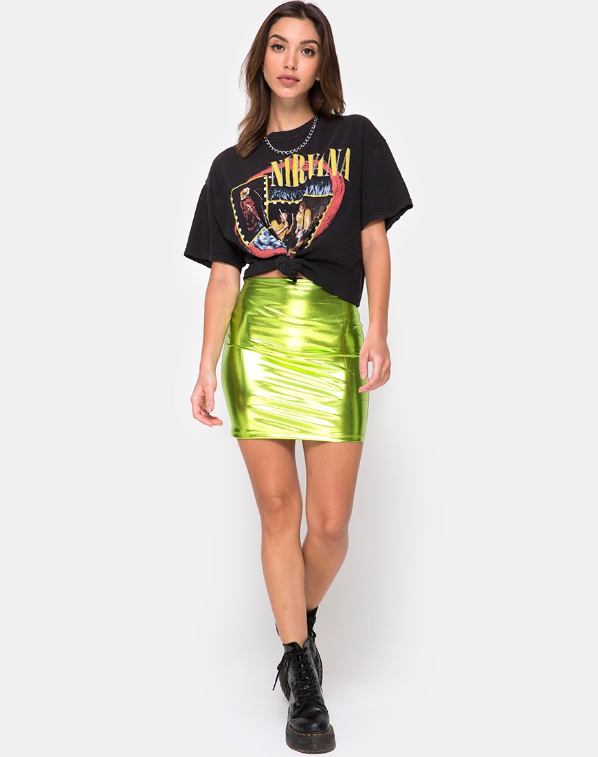 Image de la jupe Kimmy en vert métallique