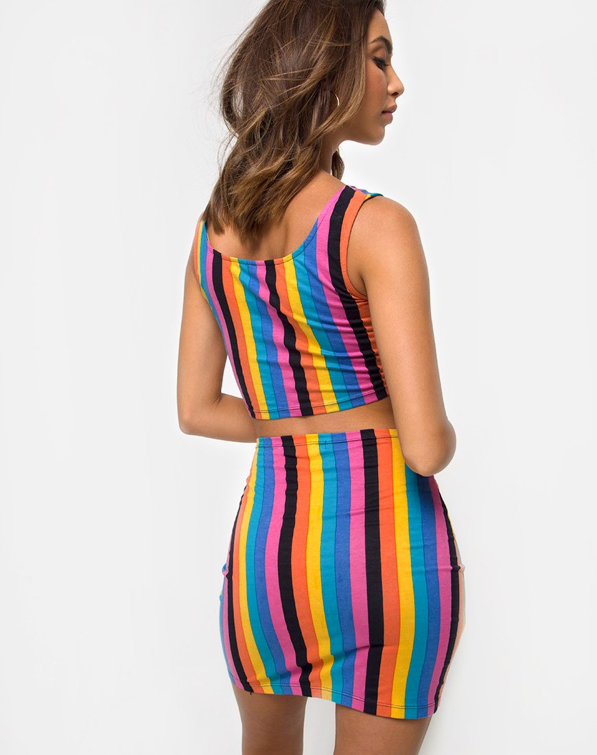 Image of Kimmy Bodycon Skirt in New Vertical Mixed Stripe