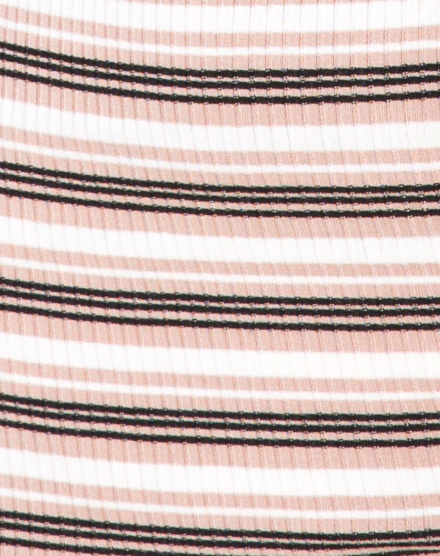 Image of Kimmy Bodycon Skirt in Rib Stripe Cream Black and Tan