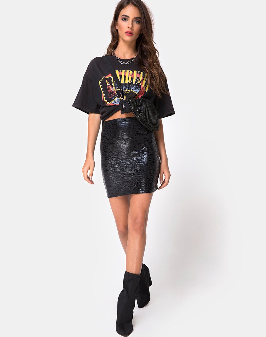 Image de la jupe Kimmy en serpent noir