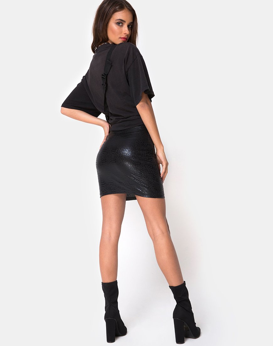 Image de la jupe Kimmy en serpent noir