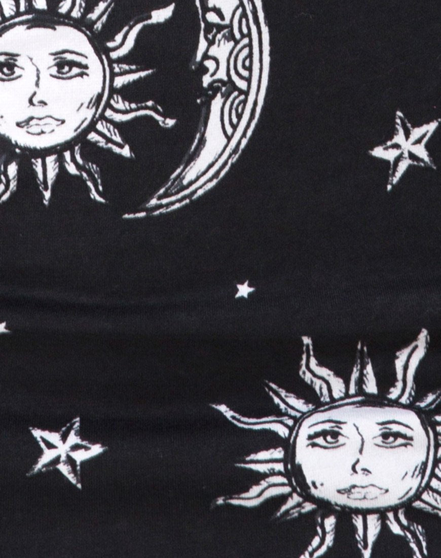 Image de Kimmy Bodycon Skirt in Sun Moon Stars BW