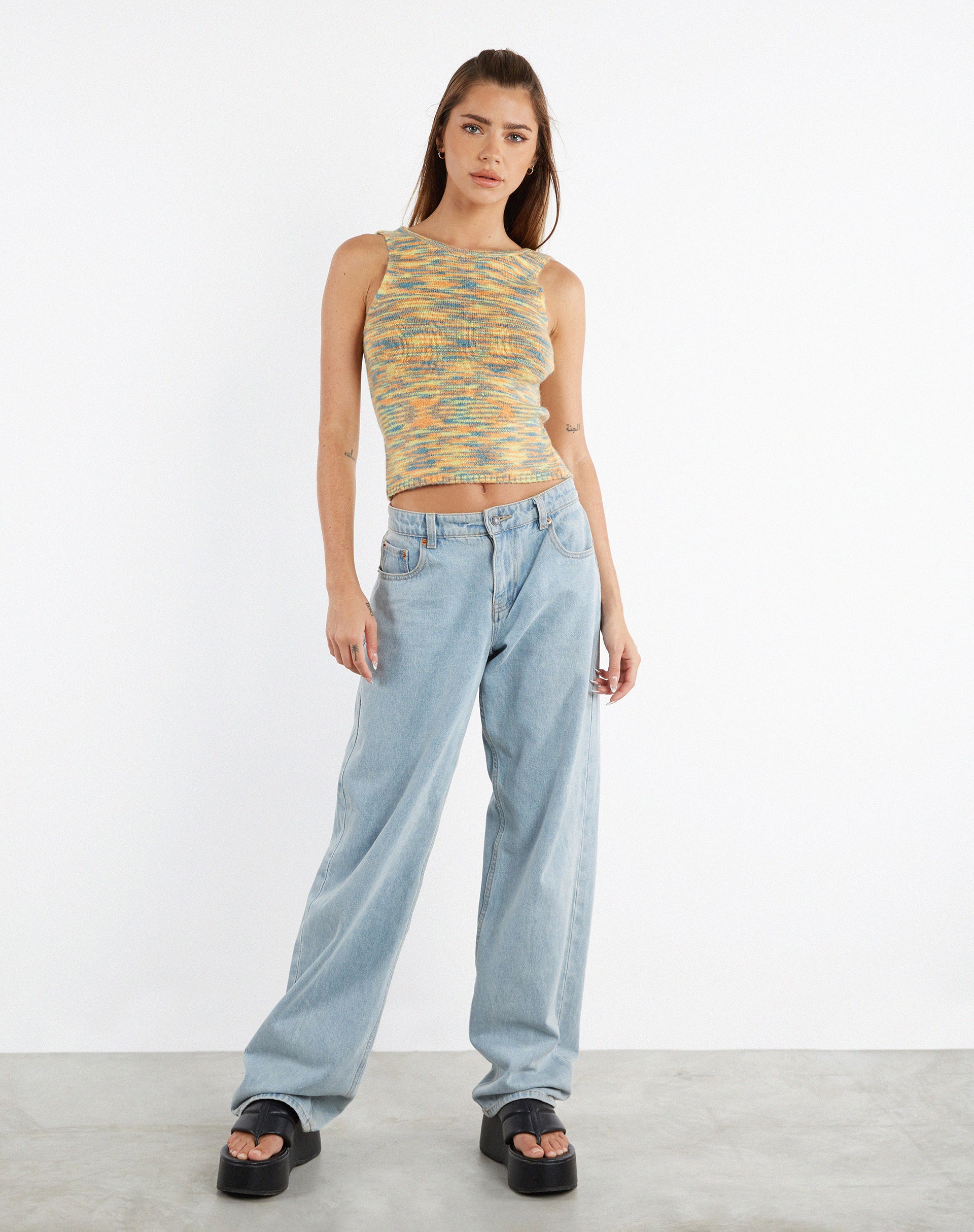 Image de MOTEL X JACQUIE Kinda Crop Top in Mix Space Dye Multi Colour