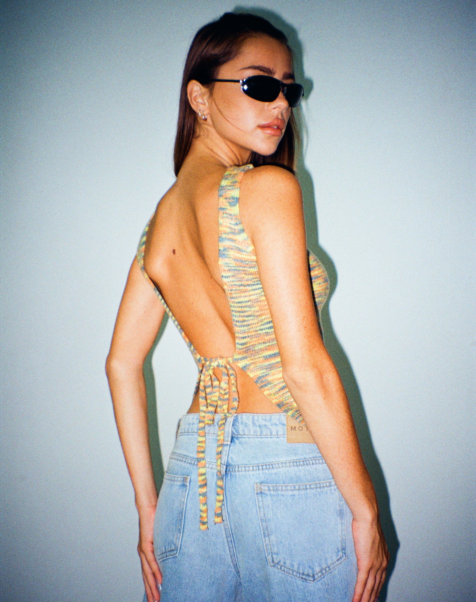 Image de MOTEL X JACQUIE Kinda Crop Top in Mix Space Dye Multi Colour