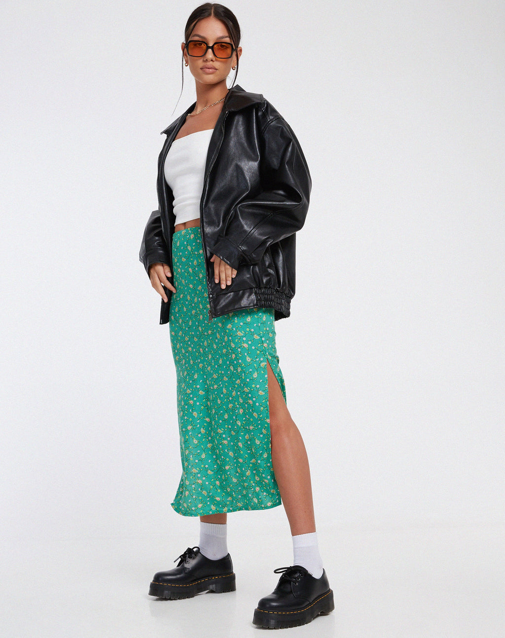 Jupe midi Kindra, Paisley Fun Green