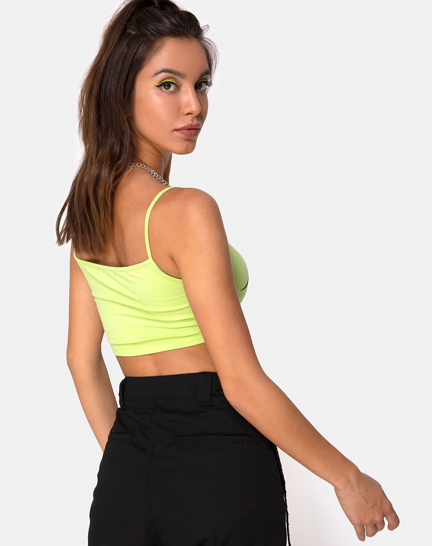 Image of Kini Crop Top in Green with Black Tribal Placement