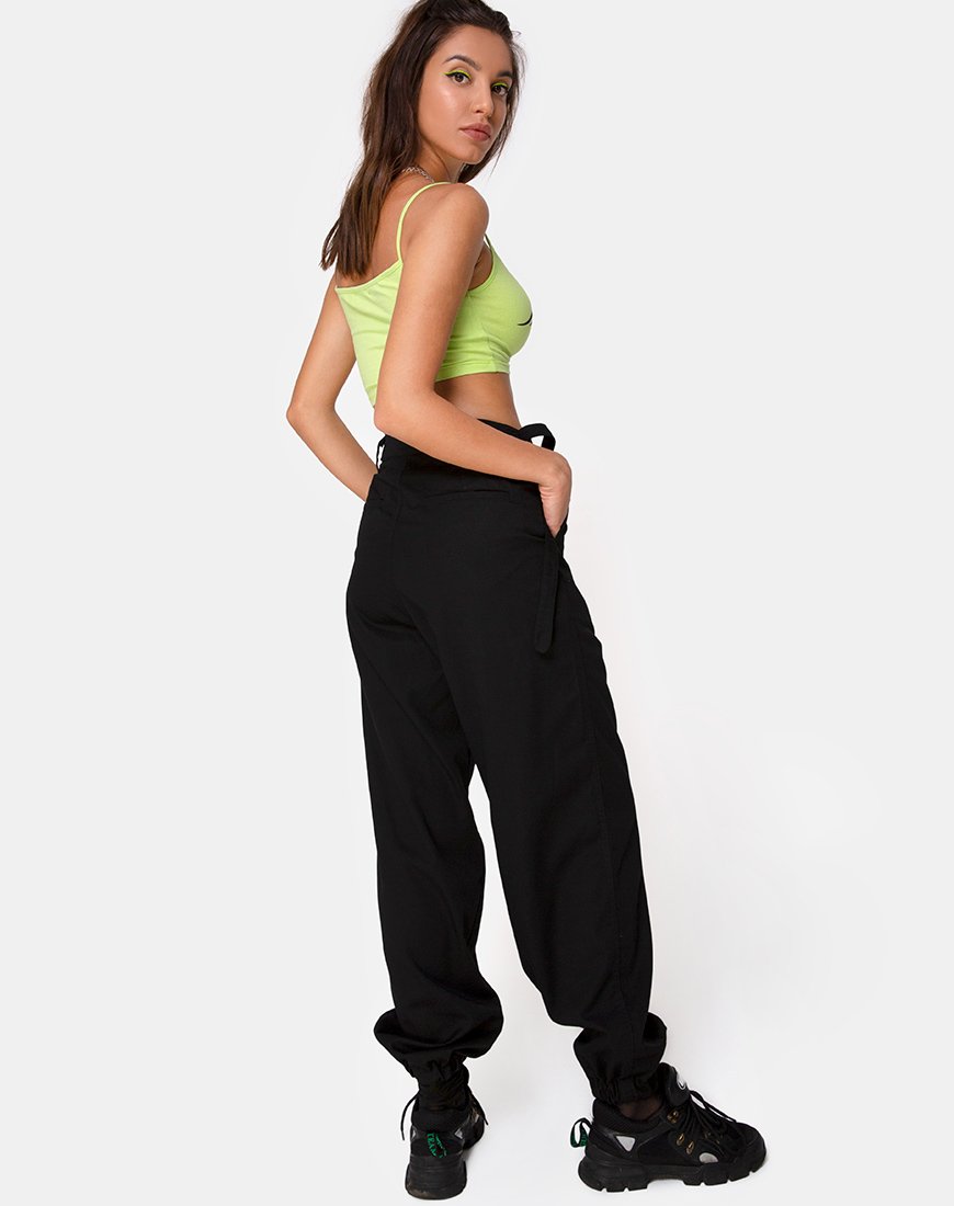 Image of Kini Crop Top in Green with Black Tribal Placement