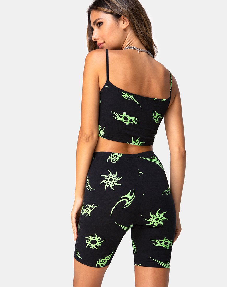 Image of Kini Top in Black with Tribal Repeat