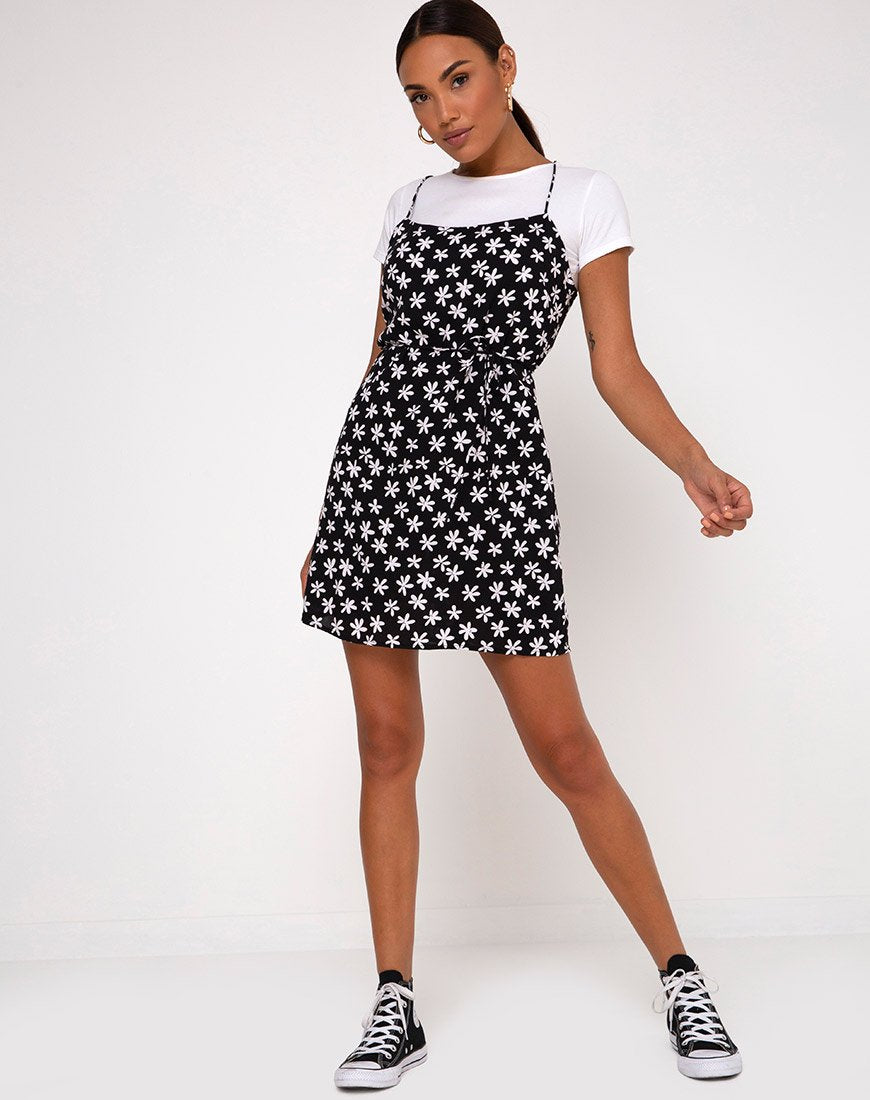 Image de Kinley Slip Dress in 90s Daisy Black and White