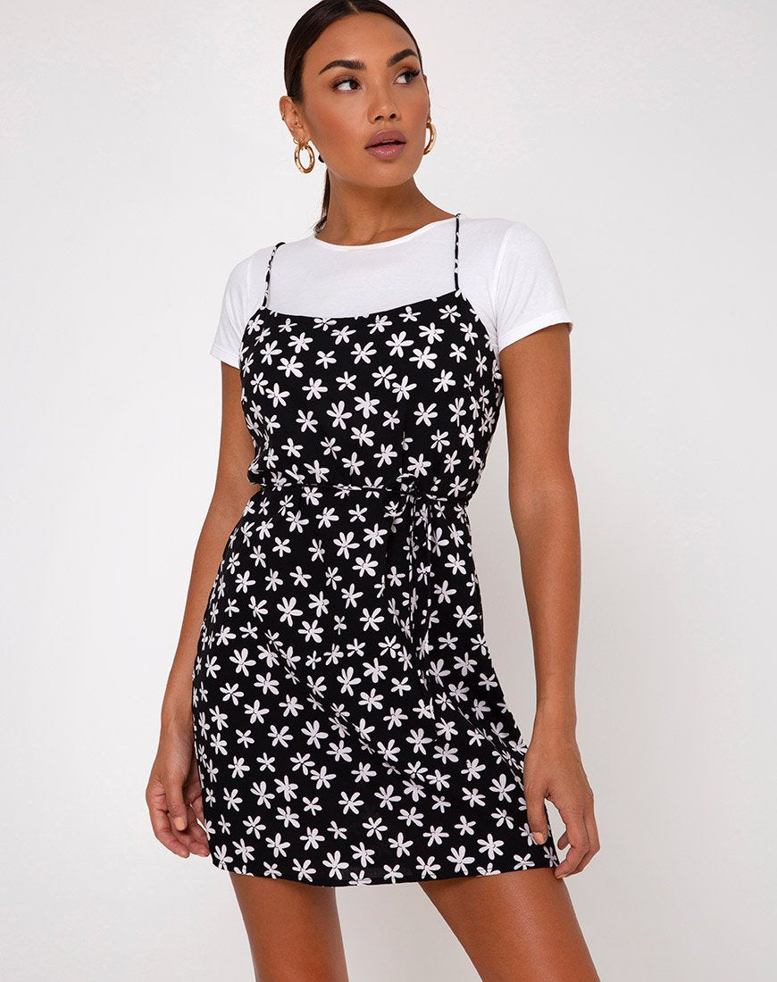 Image de Kinley Slip Dress in 90s Daisy Black and White