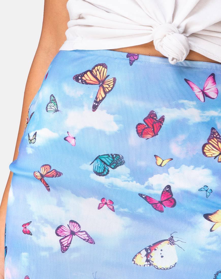 Image de la mini-jupe Kinnie en maille bleue Butterfly