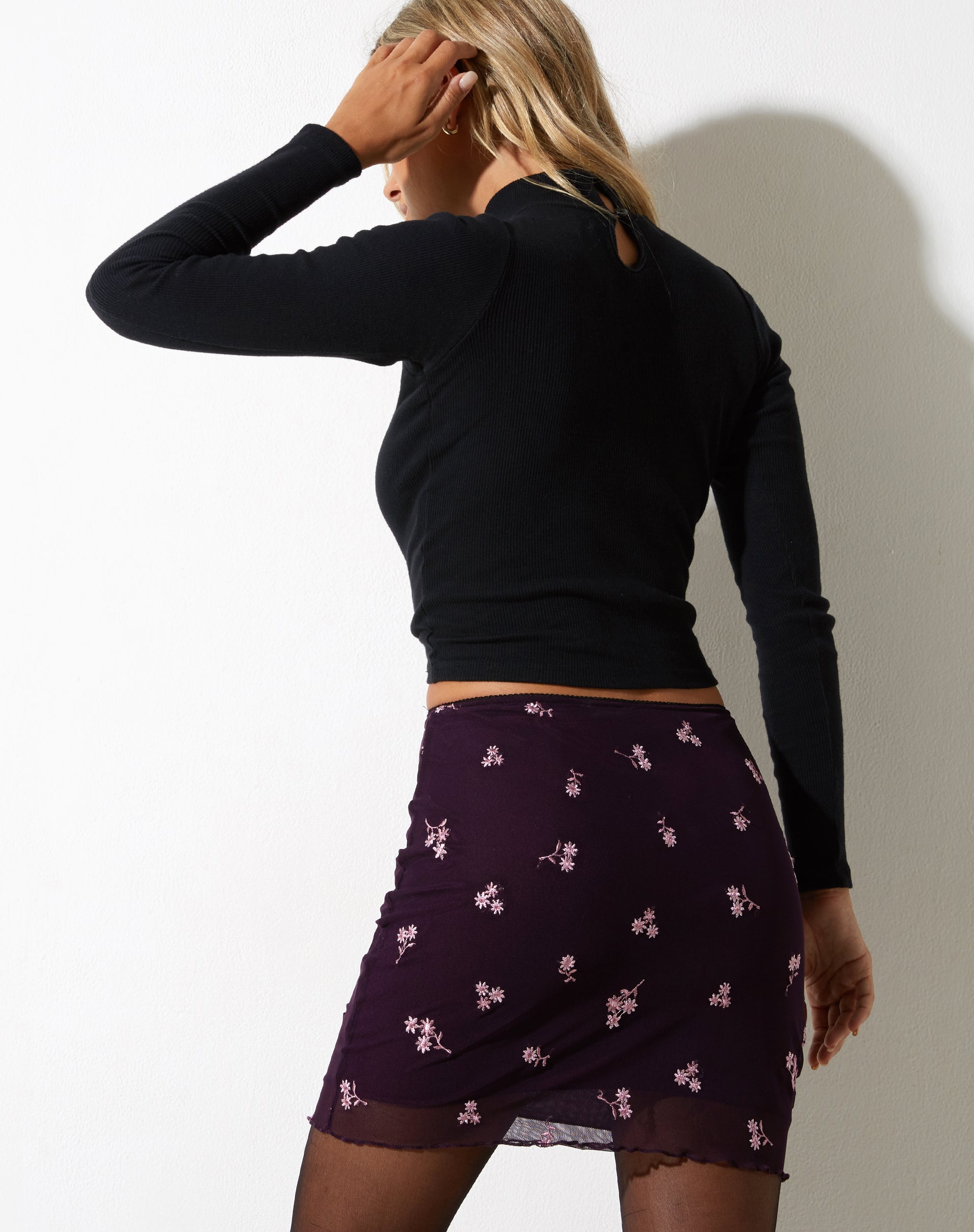 image de Mini jupe Kinnie, Plum Daisy Embro