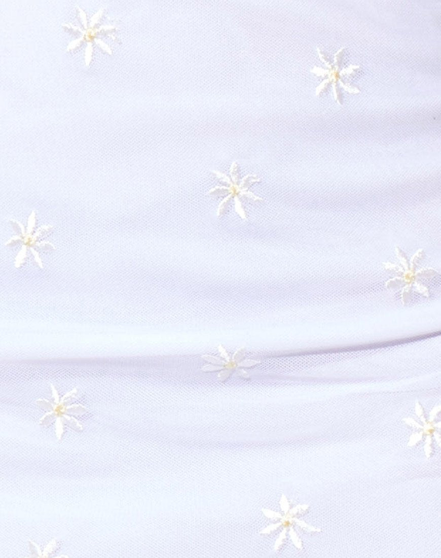 Image of Kinnie Mini Skirt in White Daisy Embro White