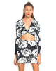 Image of Motel Kira Twist Front Crop in Tonal Floral Black White