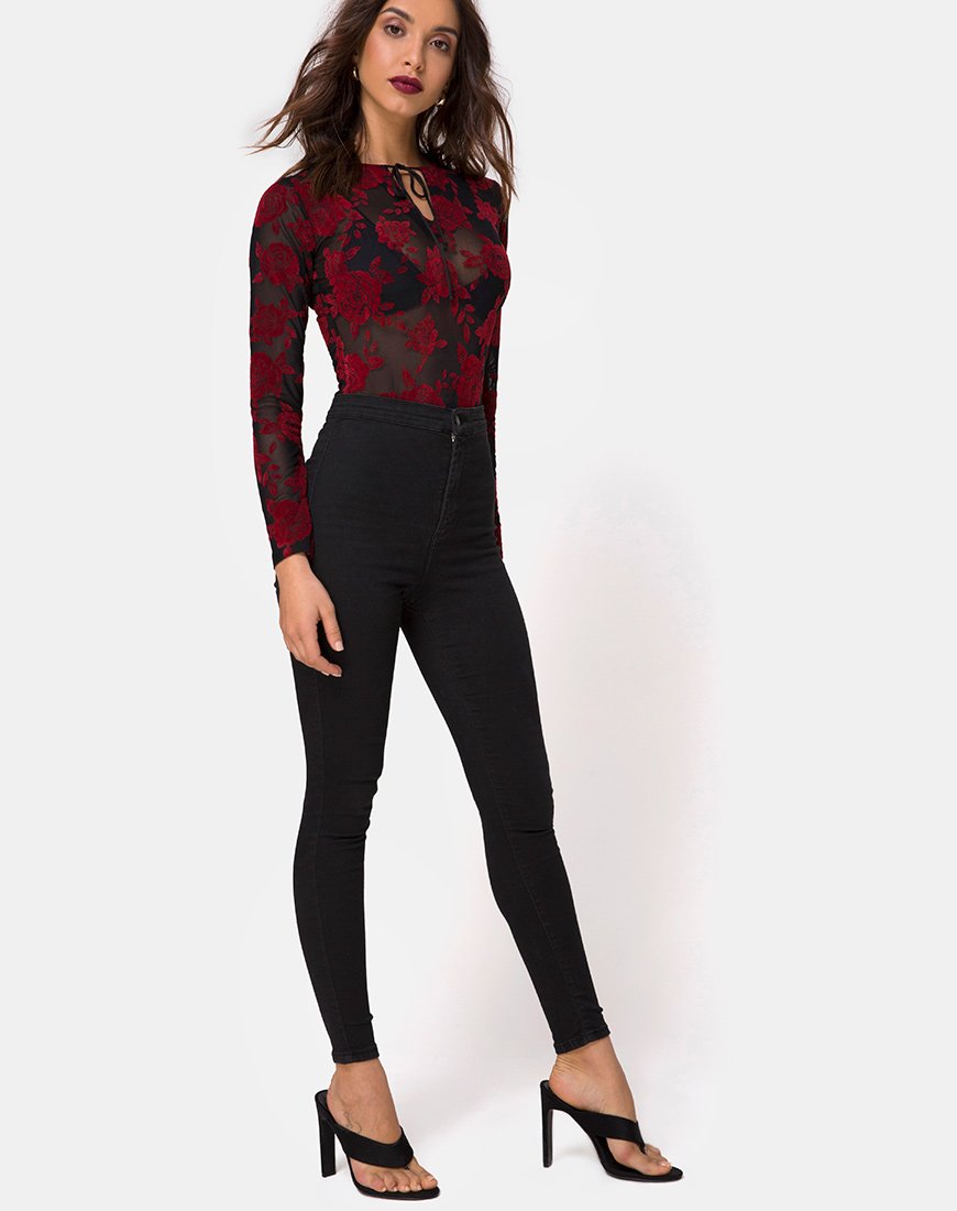 Image de Korina Bodice in Romantic Red Rose Flock