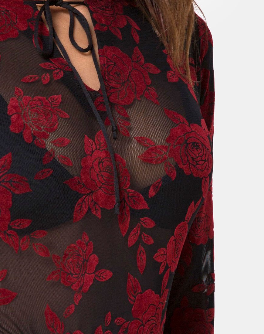 Image de Korina Bodice in Romantic Red Rose Flock