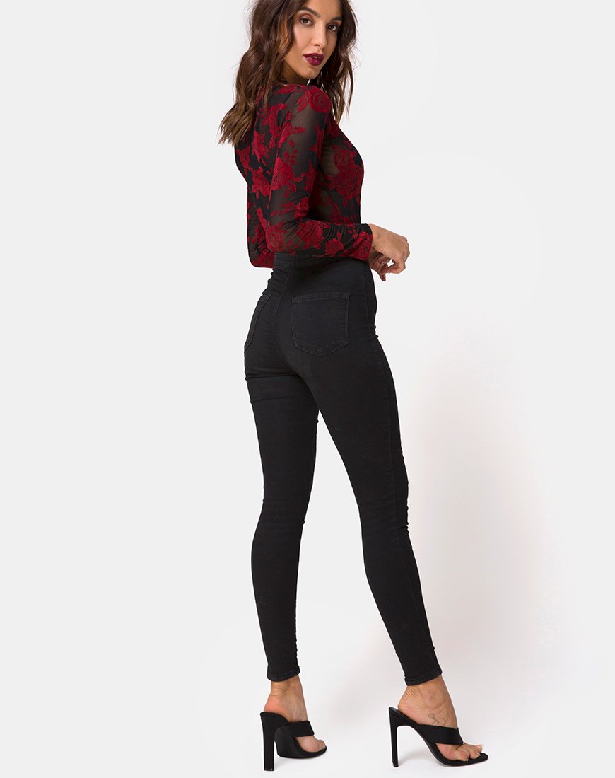 Image de Korina Bodice in Romantic Red Rose Flock