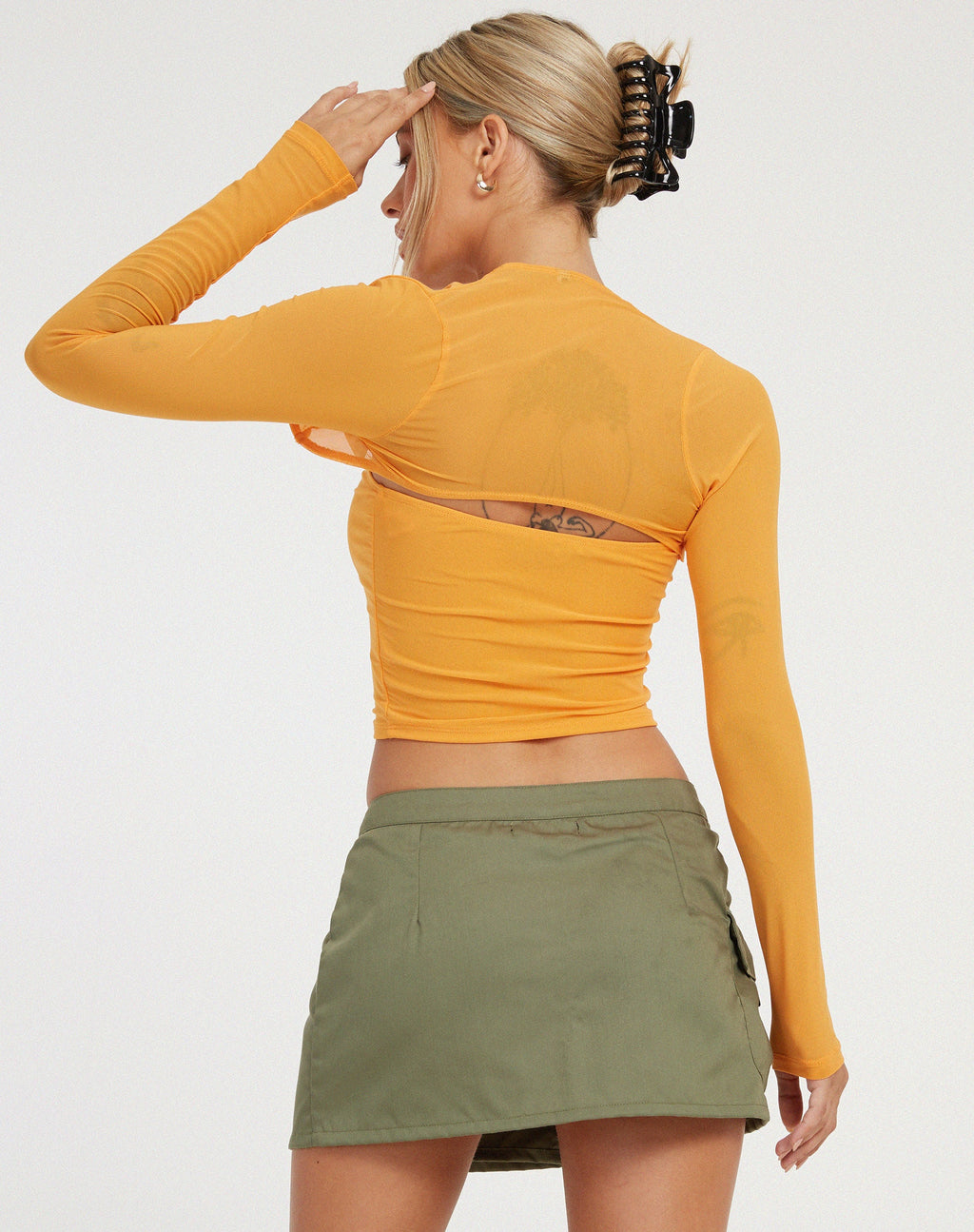 Kouna Bandeau Crop Top et Shrug Set in Apricot