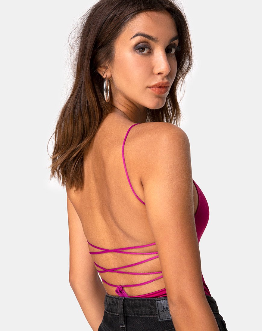 Corsage Koza en satin magenta