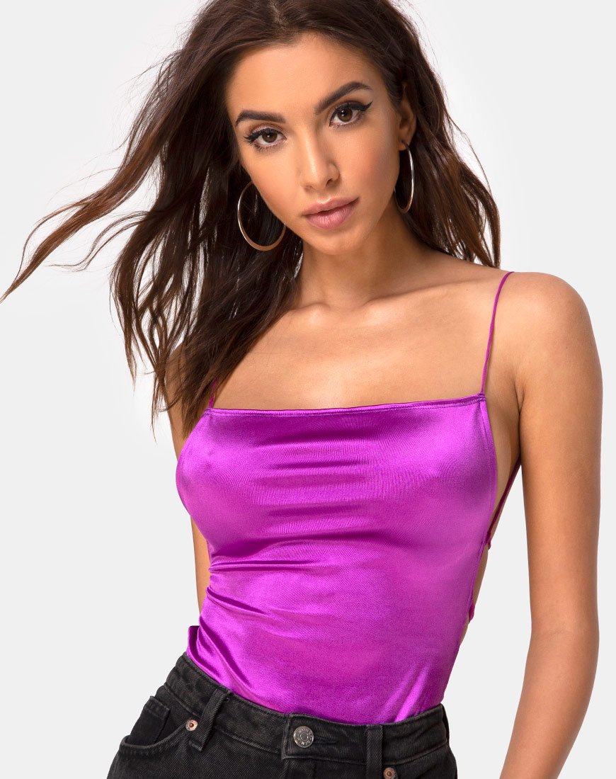 Corsage Koza en satin violet