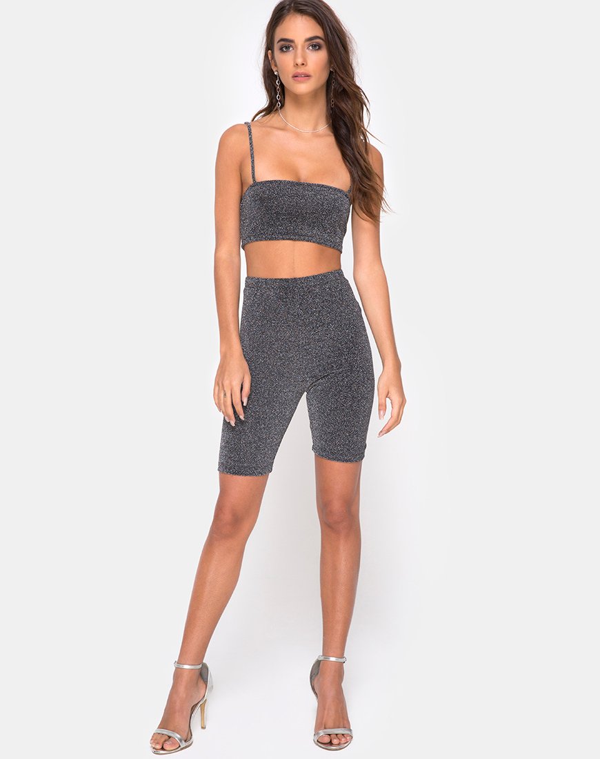 Image de Kozina Crop Top in Silver Glitter