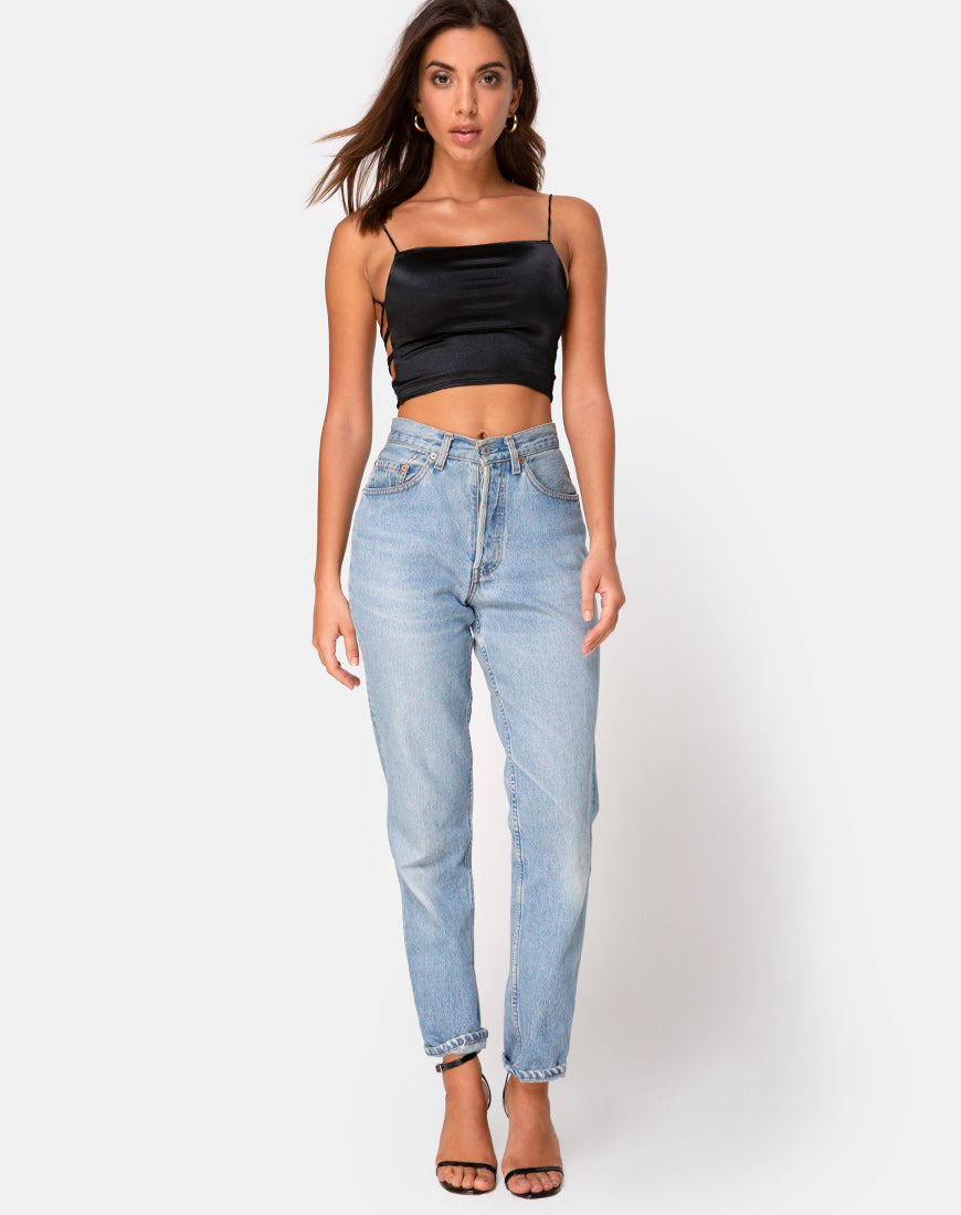Image de Ozka Crop Top in Satin Black