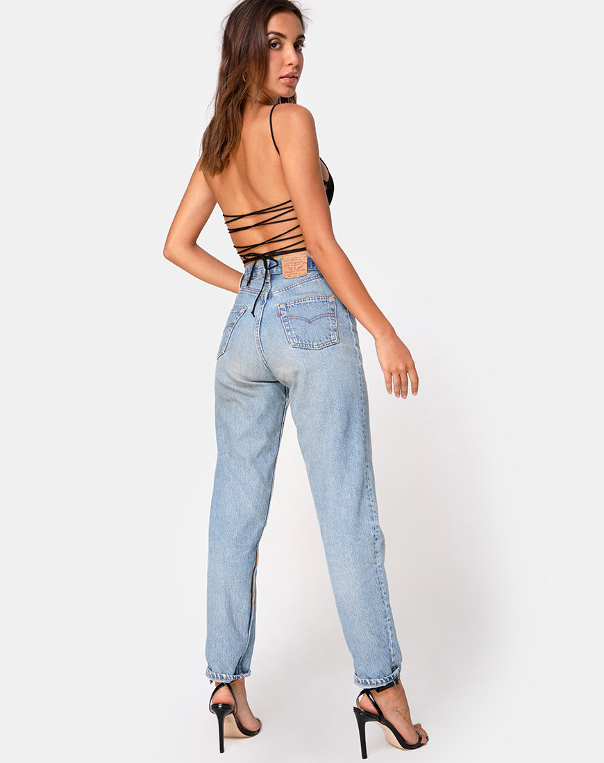 Image de Ozka Crop Top in Satin Black