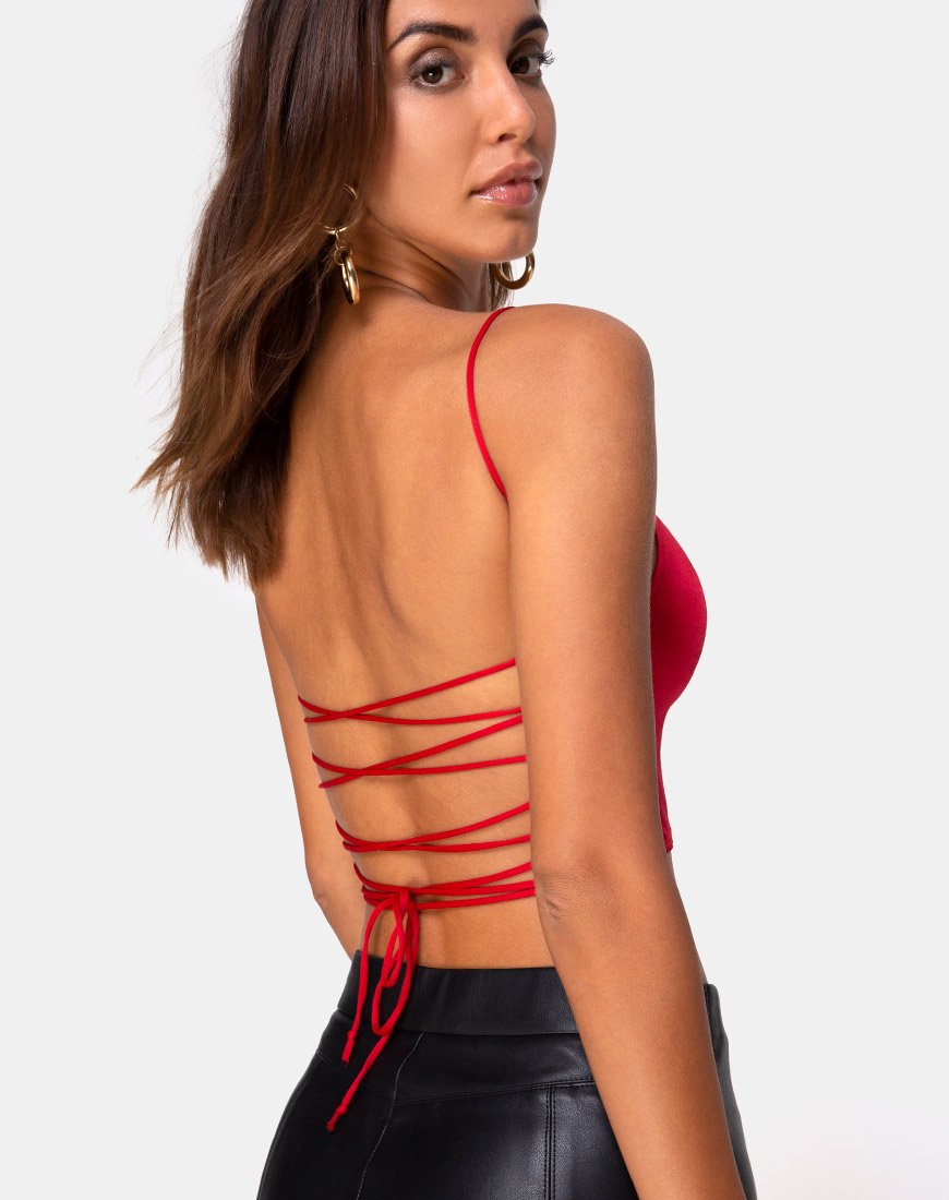 Image de Ozka Crop Top in Satin Red