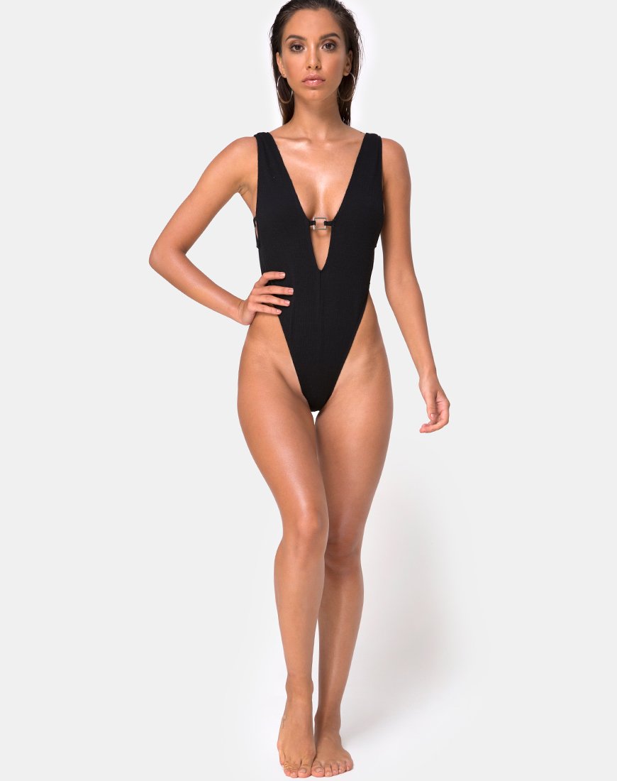 Image de Kristie Swimsuit in Black Mini Rib