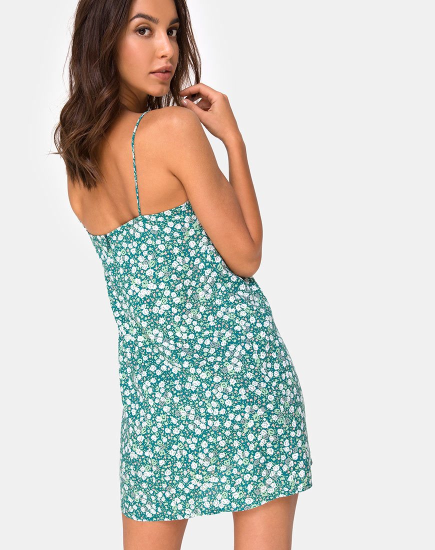 Image of Kumala Slip Dress in Floral Field Green