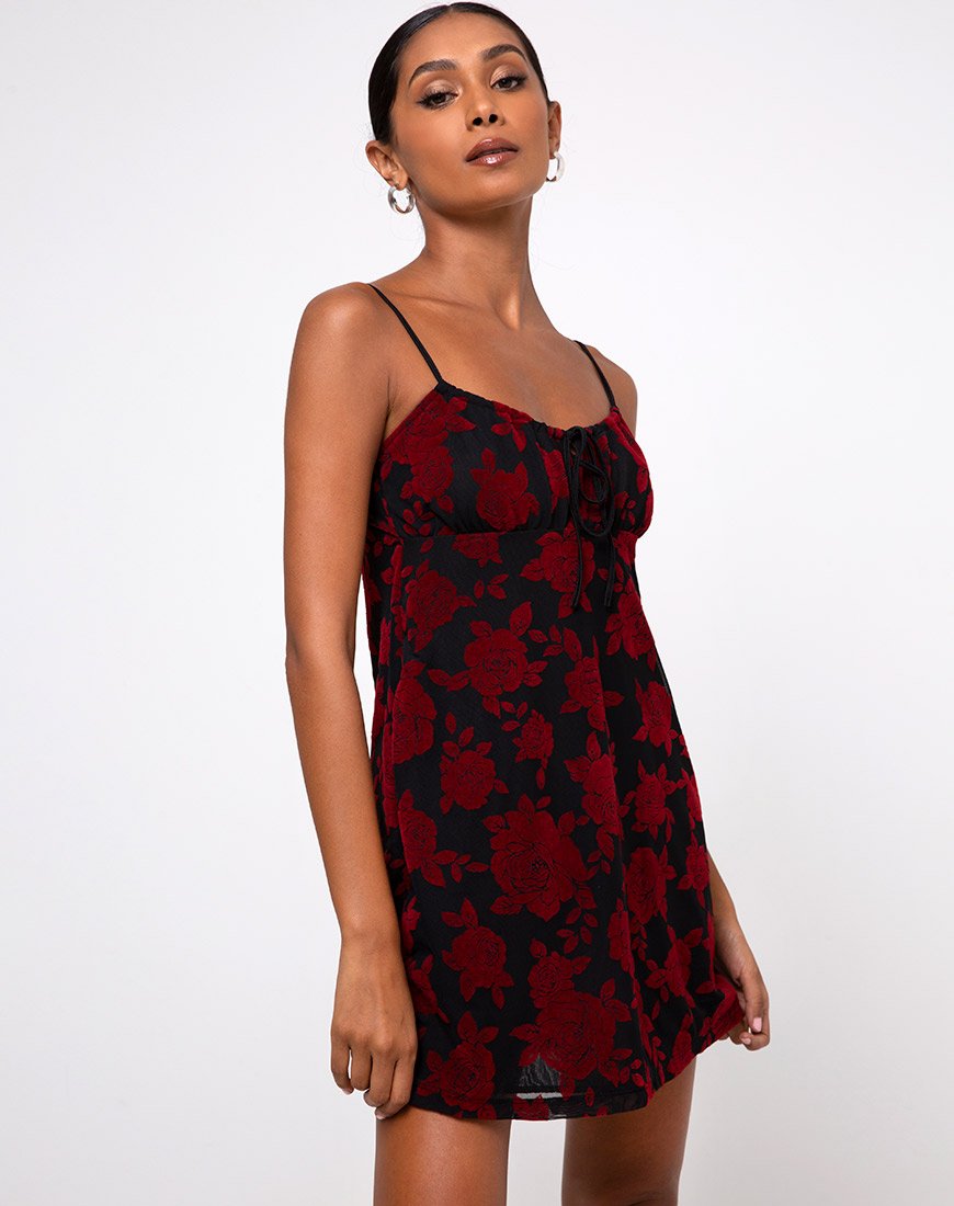 Robe Kumala en flocon de rose rouge romantique