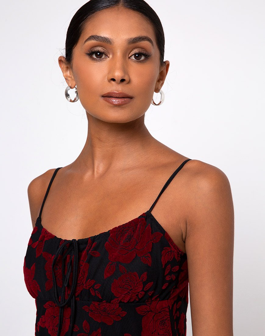 Image de Kumala Dress in Romantic Red Rose Flock
