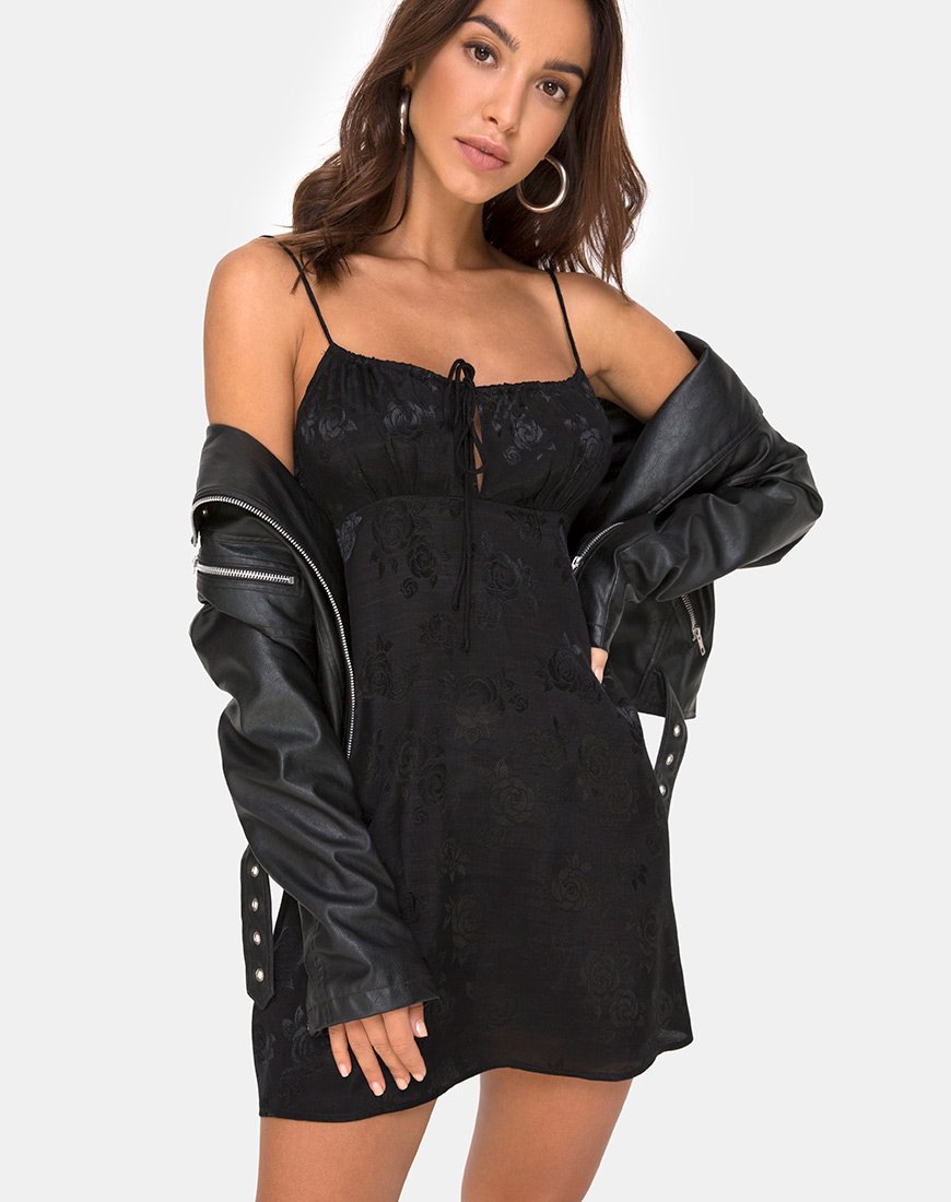 Image de Kumala Slip Dress in Satin Rose Black